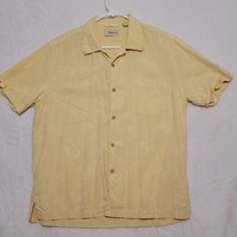 Cubavera Men&#39;s Shirt Size L Large Yellow Button Up Short Sleeve Casual Silk - $18.87