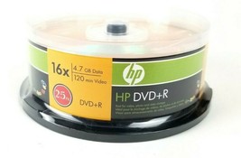 HP DR16025CB 4.7GB 16x DVD+Rs (25-ct Cake Box Spindle) Brand New Sealed - $11.87