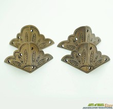 Solid Brass Victorian Engraved Table Box Cabinet Trunk Corner Guards - 2... - $32.00