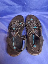 SKECHERS Black Slingbacks Criss Cross Sandals Wedges Memory Foam Size US 10 - £22.60 GBP