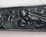 Chambers Tooled Leather Belt Mens 38 Embossed Acorn Oak Leaf Black No Bu... - $26.68