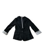 Papaya Basic Solid Black Roll Sleeve Single Button Blazer Jacket Size Small - $17.93 CAD