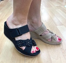 Atalina DW3226 Mid Wedge Slip On Comfort Sandals Choose Sz/Color - £42.47 GBP