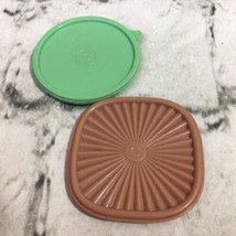 Tupperware Magnets Lot Of 2 Lids Green Brown - £9.47 GBP