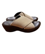 Donald Piner Sandals Womens 5.5  Wedge Heel Tan Linen Brown Suede Slip On - $47.47 CAD