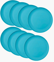 Mainstays Plastic Dinner Plates, 10.5” Round, Set Of 8, Peacock Plume, B... - £21.34 GBP