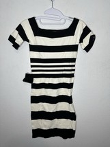 BEBE Off Shoulder White Black Stripe Fitted Short Sleeve Dress Size Medium/Lrg - £21.65 GBP