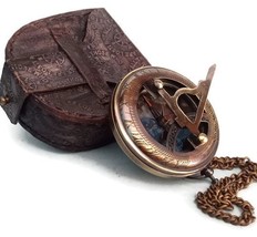 Brass Sundial Compass, Push Button Open Brass Compass Engraved Compass Antique - £28.68 GBP