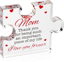 Birthday Gifts for Mom Engraved Acrylic Block Puzzle Mom Present 4.1 x 3.5 inch  - £18.39 GBP