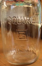 Vintage clear Square G Mason 1/2 gallon jar Rounded sides #3047 - £27.07 GBP
