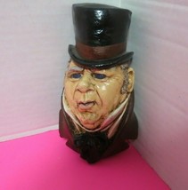 Vintage 1970s Hand Painted Glazed Ceramic Mr Micawber Head 5&quot;L Wall Hanging - £15.91 GBP