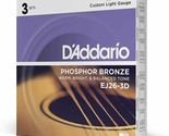 D&#39;Addario EJ26-3D Acoustic Guitar Strings 3 sets EJ26 Phosphor Bronze 11-52 - £32.57 GBP