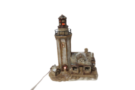 Ceramic Figurine Lighthouse Night Light 11&quot;T x 9&quot;W W/Bulb Toggle Switch ... - £19.78 GBP