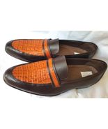 Two Tone Men&#39;s Crocodile Leather Shoes Genuine Tan Brown Moccasin Size U... - $382.94 CAD