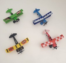 Lot of 4 Matchbox Skybusters Diecast Airplane	Bi-Plane in Green Blue Black & Red - $19.79