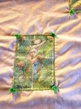 Vintage Handmade Calico Green Holly Hobbie Style Girl Lap Quilt Blanket Crib - £15.75 GBP