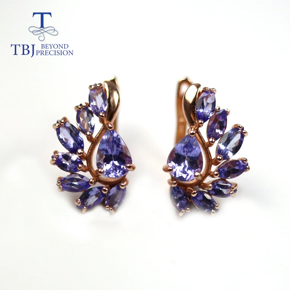 100% natural Tanzanite gemstone clasp earring 925 sterling silver with precious  - £194.96 GBP