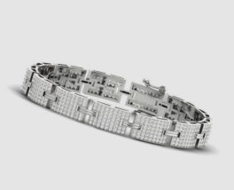 9.50 Ct Round Cut Simulated Diamond Men&#39;s Tennis Bracelet Gold Plated 925 Silver - £229.48 GBP