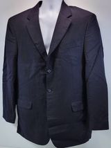 VR6) Stafford Men&#39;s Suit Jacket Black Dark Navy Blue 42 L 100% Worsted Wool - $20.68 CAD
