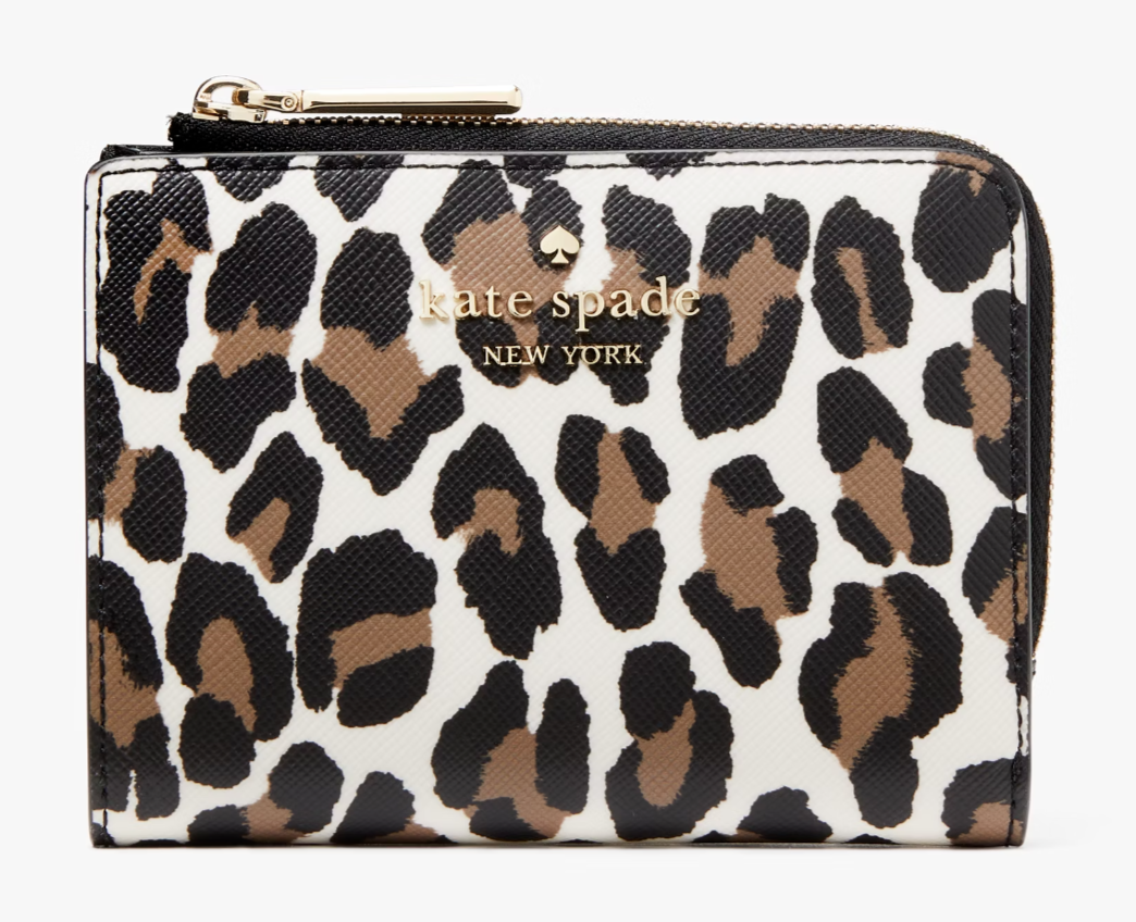 Kate Spade Madison Leopard L-Zip Wallet Cheetah Animal Print Leopardo KH782 NWT