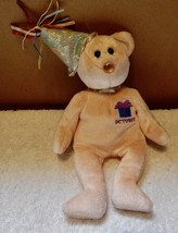 TY Beanie Baby October Teddy Birthday Bear 8&quot; 2002  Stuffed Animal 258P - £4.67 GBP