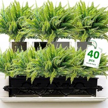 Aumveyi 40 Pcs Artificial Boston Fern Plants Bushes Outdoor Fake Flowers Bulk - £38.99 GBP