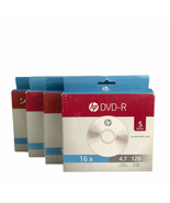 4 - HP 5PKS (20 Disks) 16X 4.7GB DVD-R Recordable Disks with Slim Case - £19.33 GBP