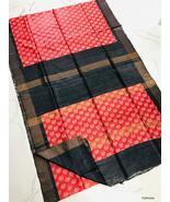 Pure tussor ghicha silk madhubani print Red saree for women - £95.63 GBP
