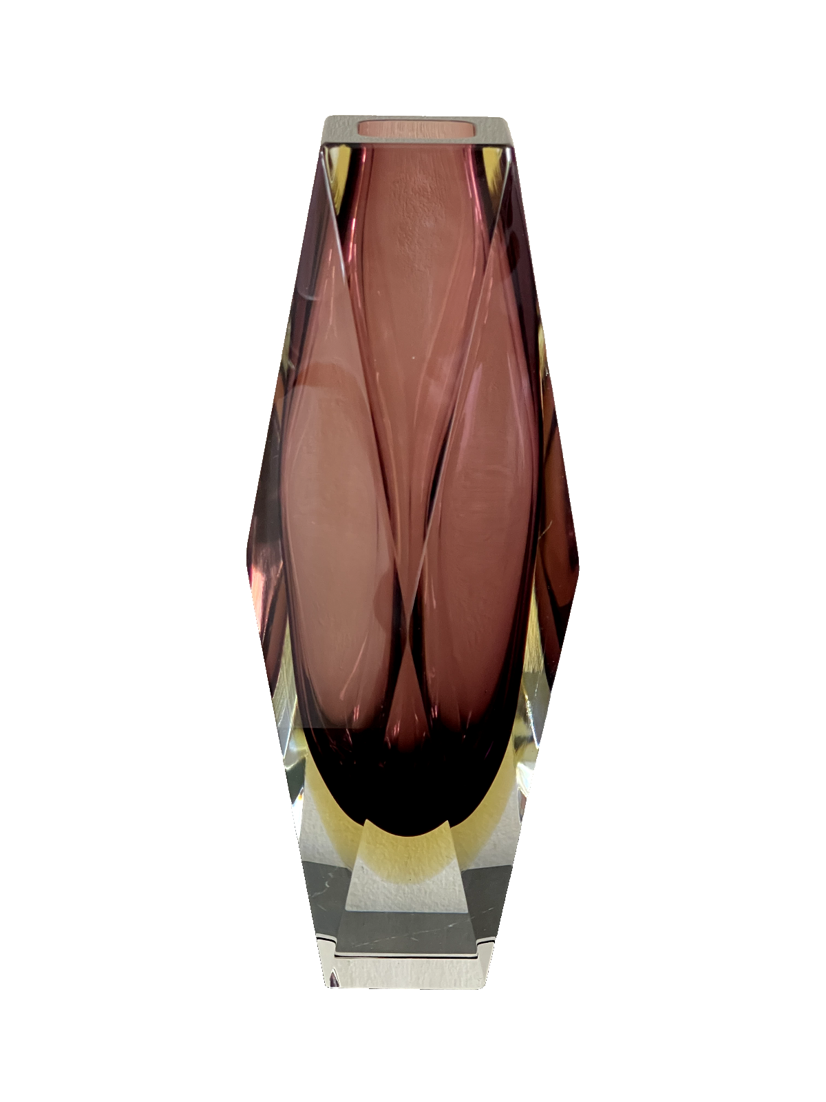 Vintage Murano Multi Faceted Sommerso Mandruzzato  10" Tall Glass Vase - $296.01