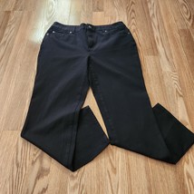 Laura Ashley Petite Jeans Women&#39;s Size 8P Black Denim Stretchy Straight Leg - $260.40 MXN
