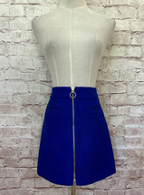 Express Womens Royal Blue Mini Skirt A-line Zipper Front O- Ring Zip Siz... - $29.00
