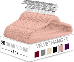 Utopia Home Velvet Hangers 20 Pack - Non-Slip Clothes - Pink - £19.41 GBP