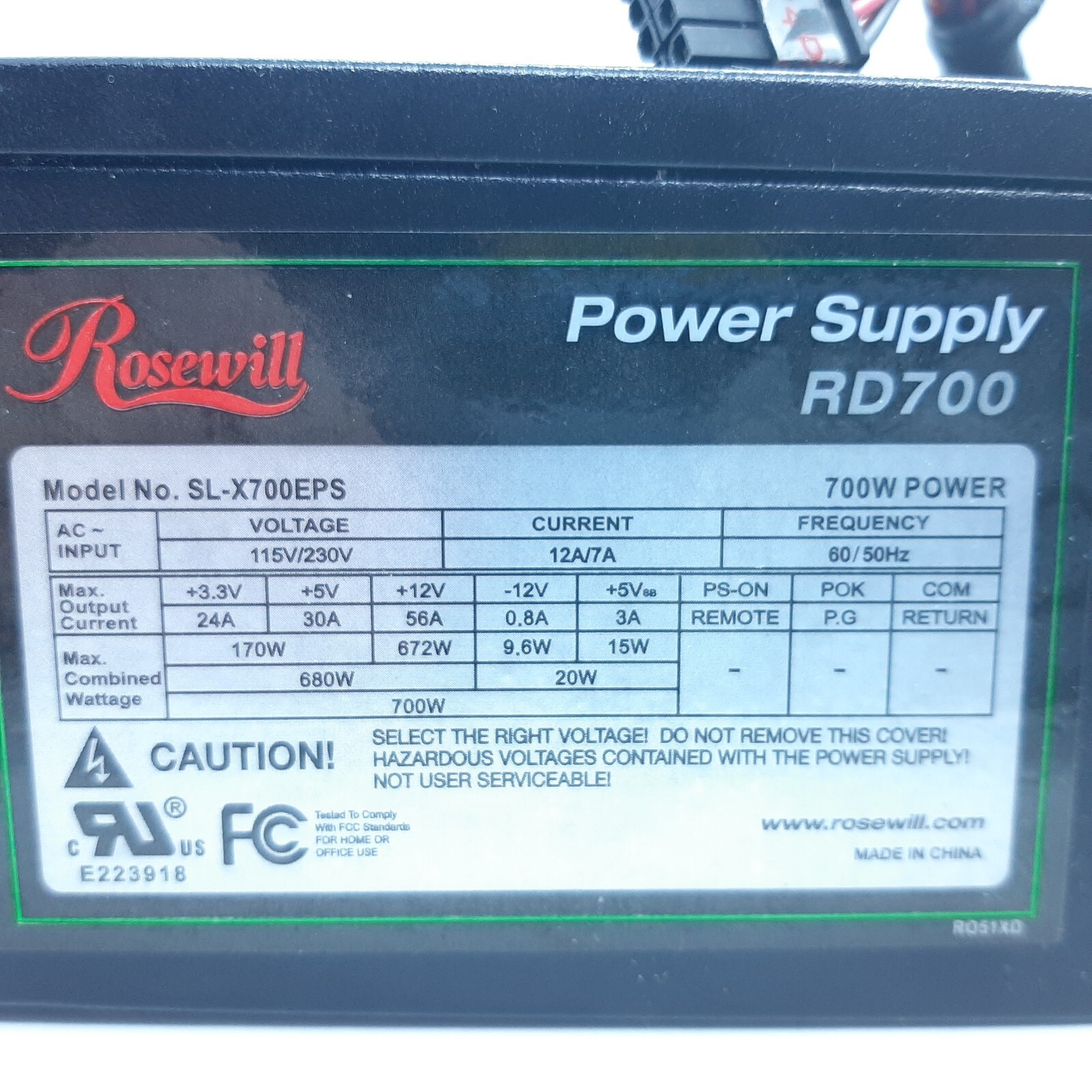 Rosewill Power Supply RD700 ~ Model SL-X700EPS Item image 3