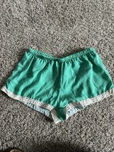 sincerely mary Pull Up Teal Lace Detail Shorts Elastic Wasit Size Small - €5,13 EUR