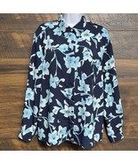 Alfred Dunner Blouse Sz. 16 Blue Floral Print Long-Sleeved Career Shirt ... - €14,67 EUR