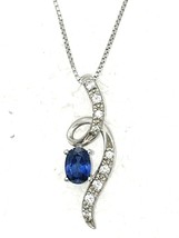 Cubic Zirconia Pendant 18 inch Box Necklace REAL SOLID 925 STERLING SILVER 3.8 g - £57.67 GBP