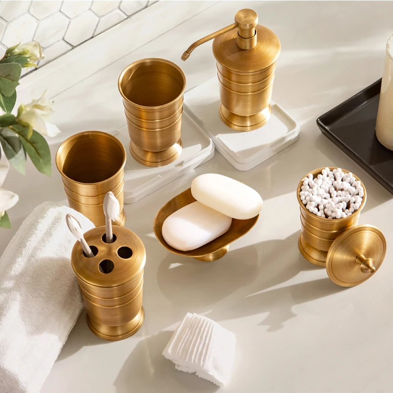 House Home Bathroom Accessories Set Countertop 5 Pcs, Toothbrush Holder &amp; Cup, S - £68.74 GBP