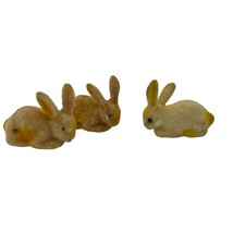 Vintage set of 3 Flocked Rabbits Easter Bunny 2&quot; - £11.87 GBP