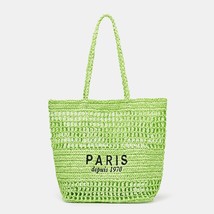 Casual Hollow Straw Tote Bag Designer Letters Paper Woven Women Shoulder Bags Ha - £29.19 GBP