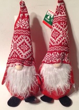 Christmas Gnome Scandinavian Red White Stuffed Figurine Set of 2 New 14&quot;... - £10.86 GBP