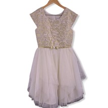 Jona Michelle Gold White Lace Tulle Dress 12 - £12.95 GBP