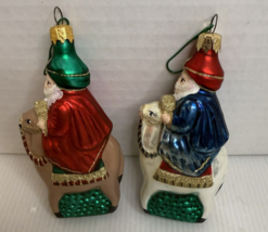 Vintage Christmas Ornaments Lot of 2 Wisemen Kings On Camels 5” Glass - €9,75 EUR