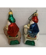 Vintage Christmas Ornaments Lot of 2 Wisemen Kings On Camels 5” Glass - $11.40