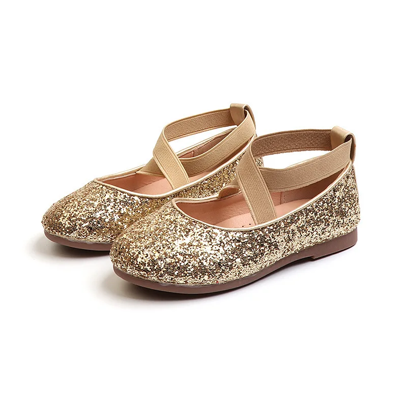 JGVIKOTO  Glitter Leather Girls Shoes Soft Comfortable Shiny Sequined Kids Shoes - £43.69 GBP