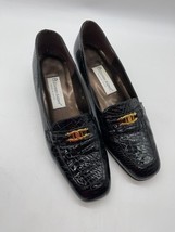 Etienne Aigner Shoes Women’s 10M US Black Leather Crocodile Pattern Vale... - $28.49