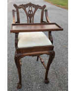 Vintage Chippendale Style Carved Wood Children&#39;s Childs Highchair - £312.72 GBP