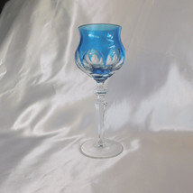 Teal Blue Cut to Clear Wine Glass # 22631 - $28.66
