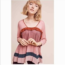 Anthropologie Meadow Rue pink mauve ruffle top - £22.28 GBP