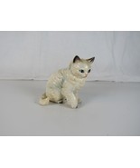 Vintage Ceramic Cat Kitten A870 Off White Blue Eyes Black Ears - $8.60