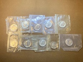 Lot of 10- 1956 to 1964 Roosevelt 90% Silver Dimes- OGP Mint Cello F/ Proof Sets - £75.14 GBP